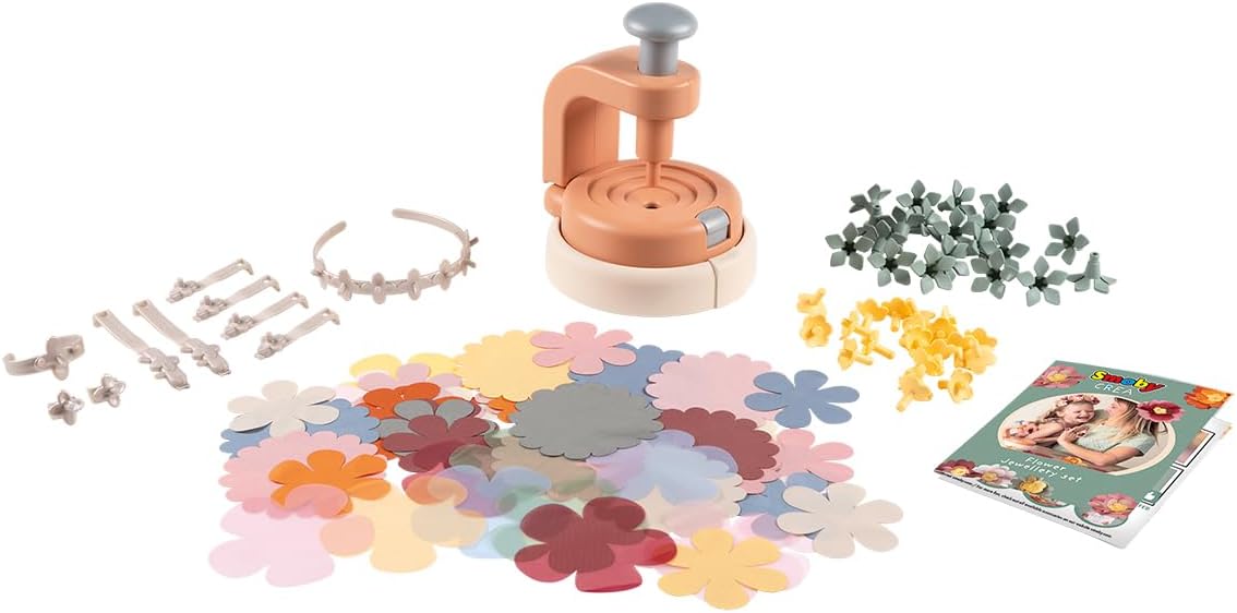 Smoby Créa - Jewellery Set - Flowers - Handmade - Jewellery Creation - Many Accessories - For Ages 3 and Above - Made in France
