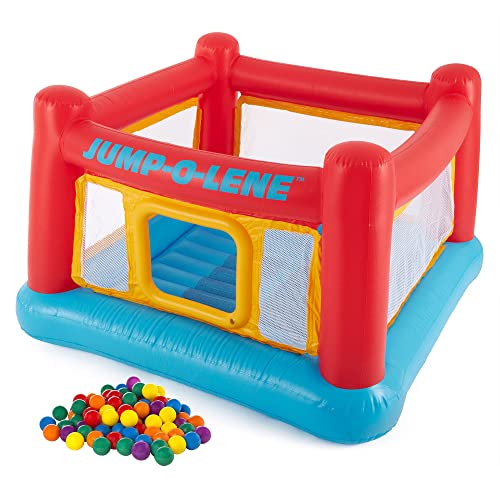 Image of INTEX Jump-O-Lene Inflatable Trampoline Bounce House & Fun Ballz Bundle