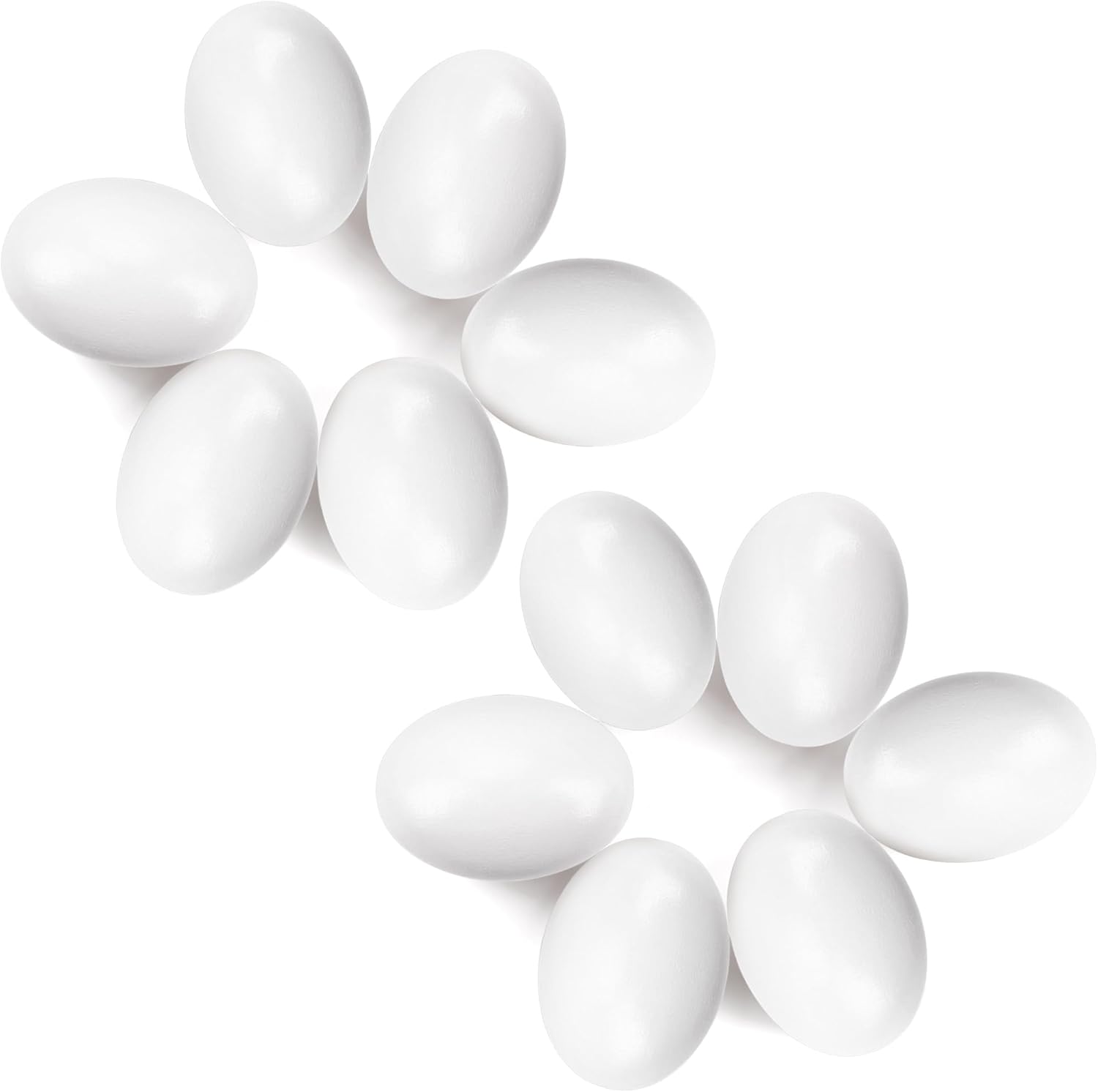 YunKo 12PCS White Wooden Easter Eggs Fake Egg for Craft Nest Egg Wooden Eggs for Easter Crafts Home Decor