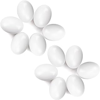 YunKo 12PCS Wooden Eggs Fake Easter Egg for Craft Nest Egg White Wooden Eggs for Easter Crafts Home Decor