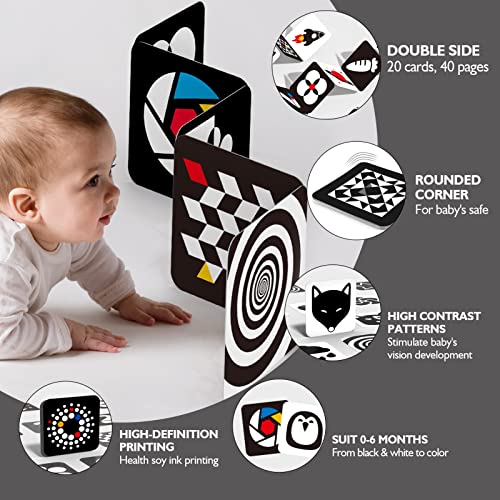 Newborn Toys High Contrast Baby Flashcards Tummy Time Baby Cards 0-6 Months Black And White Infant Toys 0-3-6 Months Montessori Sensory Cards 20 Pcs 6''×6'' Visual Stimulation #TOP7