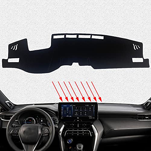 Great-luck Dashboard Cover Mat Custom Interior Accessories Dash Covers Reduces Glare Eliminates Cracking(With HUD(Black edge) for Toyota Venza(2021 2022)
