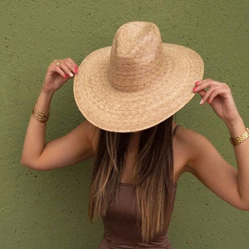 Kui Leaf Grass Woven Jazz Top Hat with Wide Brim for Sun Protection Shade