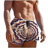 EMATOP Badehose Herren Kurz Badeshorts mit Taschen Sommer Kurze Hosen Mode Lustig Muster Bermuda Shorts Leichte Schnell Trocknend Schwimmhose mit Tunnelzug Sportshorts für Strand Urlaub