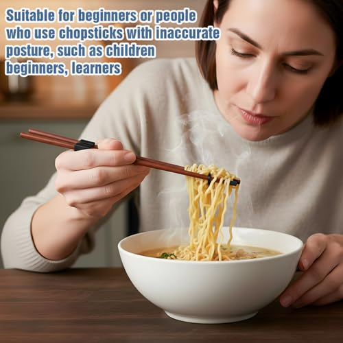 10 Pairs Reusable Chopstick Helper, Trainers Chopsticks for Beginners, Adult Straining Chopstick Hinges Connector, Non-Slip Chopsticks Trainer Learner(Black) - Image 4