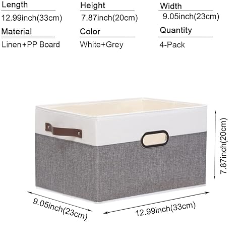 Yawinhe Collapsible Storage Bins,Cube Storage Bins, Fabric Foldable Storage Bins Organizer Containers With Dual Leather Handles Snk030Wgxs-4 #TOP5