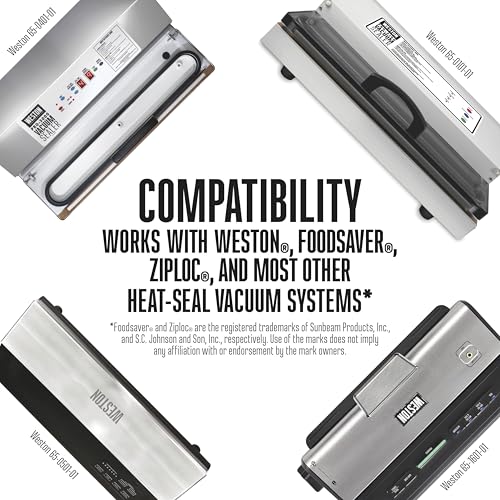 Image of Weston Vacuum Sealer Bags, 2 Ply 3mm Thick, for NutriFresh, FoodSaver & Other Heat-Seal Systems, for Meal Prep and Sous Vide, BPA Free, 11 inch x 16 inch (Gallon), 50 count with Resealable Zipper, Clear