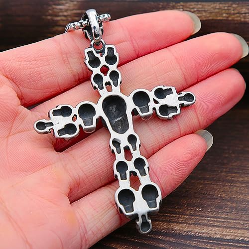 Collier homme style gothique punk pendentif tête de mort - 4