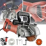 【APLICACIÓN AMPLIA】: Es fácil instalar las hojas de sierra (de 1 a 5 piezas). Esta máquina ranuradora de pared se puede utilizar para decoración y ranuras industriales de paredes/suelos. Puede cortar ranuras en hormigón, ladrillo, mármol, etc.