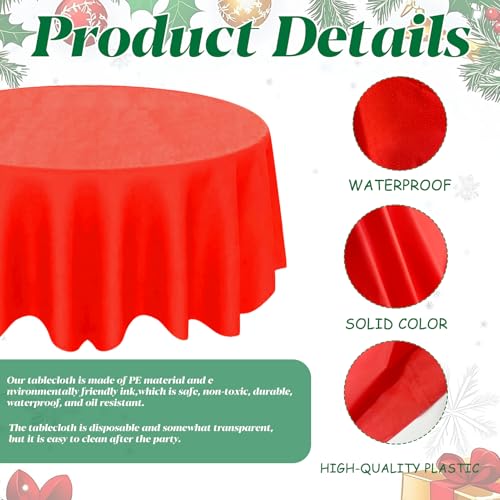 Image of CIEOVO 12 Pcs Christmas Round Disposable Table Cover 84 inch Assorted Color Tablecloth Gold Red Green Waterproof Table Cloth for Neon Party Supplies Christmas Wedding Outdoor Decorations