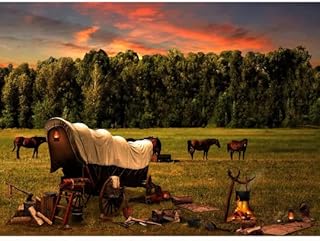 Sun Up to Sun Down Covered Wagon Digital Print S4833-151 from Hoffman by The Panel