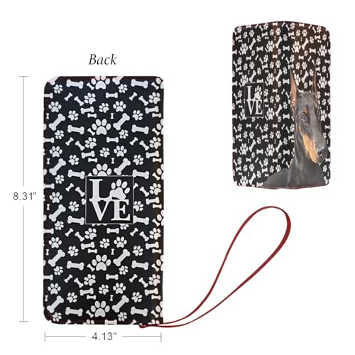 NIWAHO Dog Mom Gifts - Doberman Pinscher Dog Paw Printed Wallet for Women Leather Long Clutch Purse2