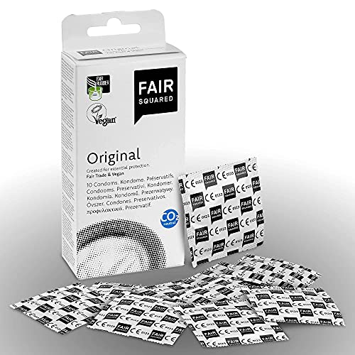 FAIR SQUARED Preservativos Original 10 piezas 52 mm - Preservativos veganos climáticamente neutros hechos de caucho natural de comercio justo - preservativos ultra suaves Cover