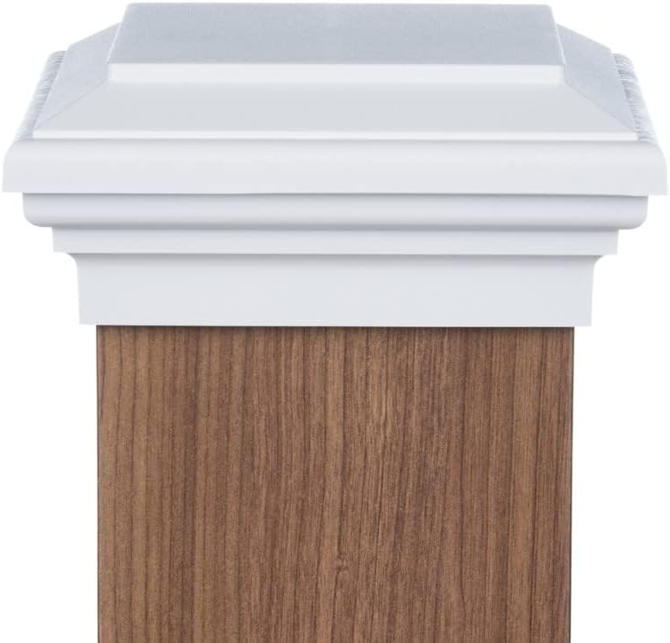 6x6 Post Cap (Actual 6.0") White Island Newel Flat Style Square Top for