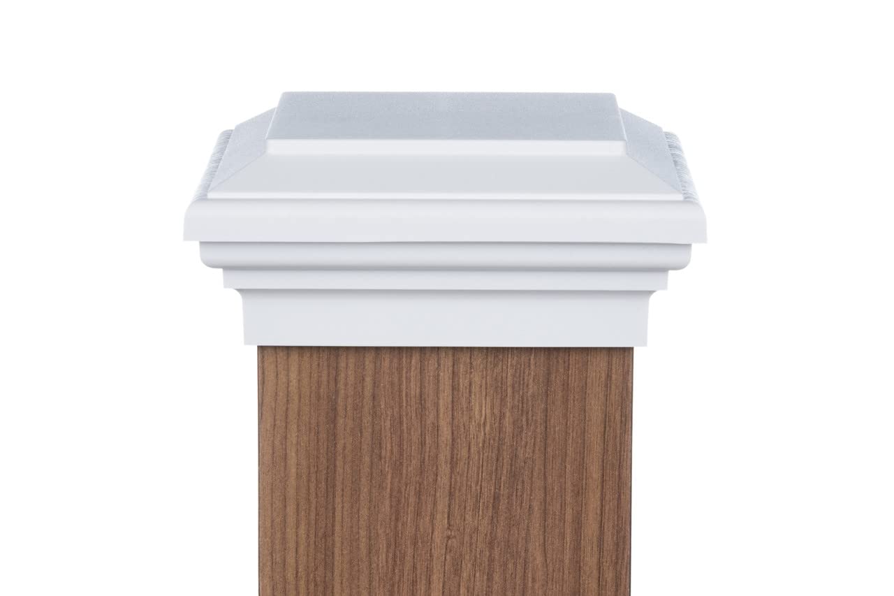 6x6 Post Cap (5.5") (Case of 6) | White Flat Top Newell Style Square Top for Outdoor Fences, Mailboxes & Decks
