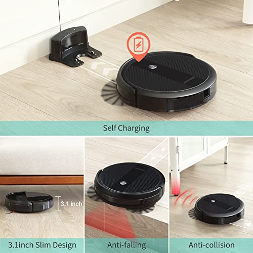 AIRROBO Robot aspirateur, aspiration 2600 Pa, super fin, connexion Wi-Fi, contrôle à distance, app, Alexa et Google Home, idéal pour les poils de animaux, sols durs, tapis à poils courts (P10) - Image 7