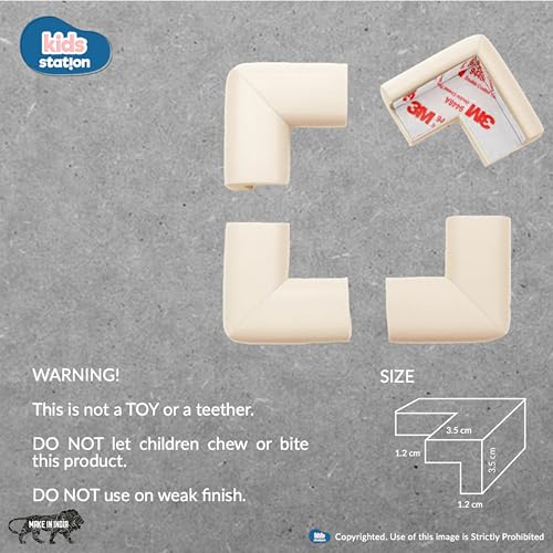 Image of Kids Station Baby Proofing Edge Protector for Kids Safety, Made in India Rubber Edge for Sharp Furniture Edges and Corners, A Baby Safety Product (Combo Packs, 5mtr + 8, L- Shape, Beige)