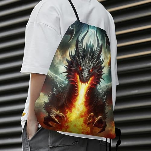 Dragon Drawstring Backpack - Cute Cinch Sack, String Backpacks for Kids Women Men Boys Girls for Gym Outdoor Sports Travel Athletic Drawstring Bag - Lightweight/Foldable2