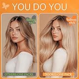 DOORES Przedłużki do włosów z klipsem, ludzkie włosy, platynowy blond, 61 cm, 7 szt., 120 g, naturalne włosy Remy, proste, grube włosy