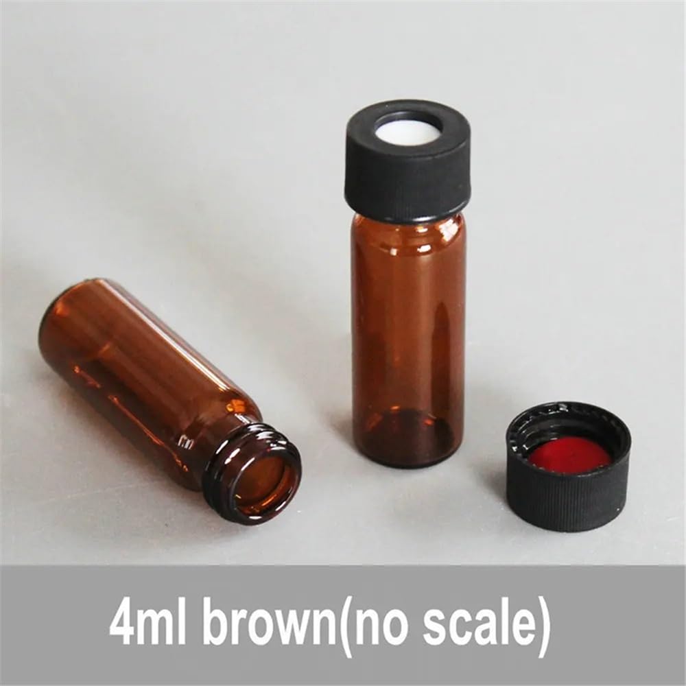 Szkło laboratoryjne 100 fiolek przezroczystych/brązowych z zakrętką, automatyczna butelka do analizy o pojemności 2 ml i 4 ml.(Brown 4ml nie skale)