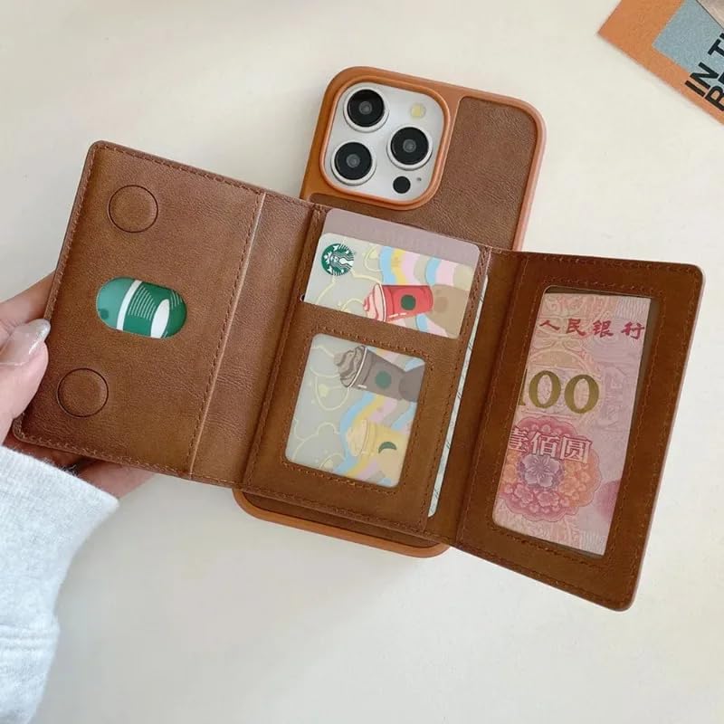 ClickCase Tri-Fold MagSafe Wallet, Brown - Image 3