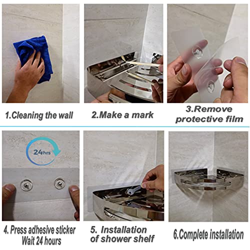 Gueryee 4Pcs Shower Caddy Adhesive Replacement, Screw Free Sticker For Shower Caddy Corner Shlef thumb #6