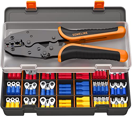 Pince à Sertir SOMELINE®, Cosses Electriques pour Voiture, Cosses à Sertir 30 Types de Cosses à Sertir, Pince électricien Outils Bornes électriques 0,5-6mm²Coffret d'outils d'électricien Professionnel