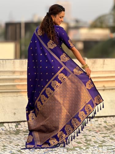 Image of SGF11 Women's Kanjivaram Pure Soft Silk Saree With Unstitched Blouse Piece