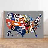 Poster mural esthétique avec logo des équipes de football universitaires - Décoration murale pour grottes d'hommes, bars sportifs, chambres à coucher, salon, équipes de la NFL (7)