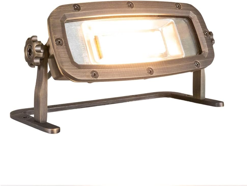 VOLT 12V Wide Splash Brass Underwater Light (Bronze) with 7W 2700K Warm White (730 Lumens) R7S LED Bulb for Pond or Fountain