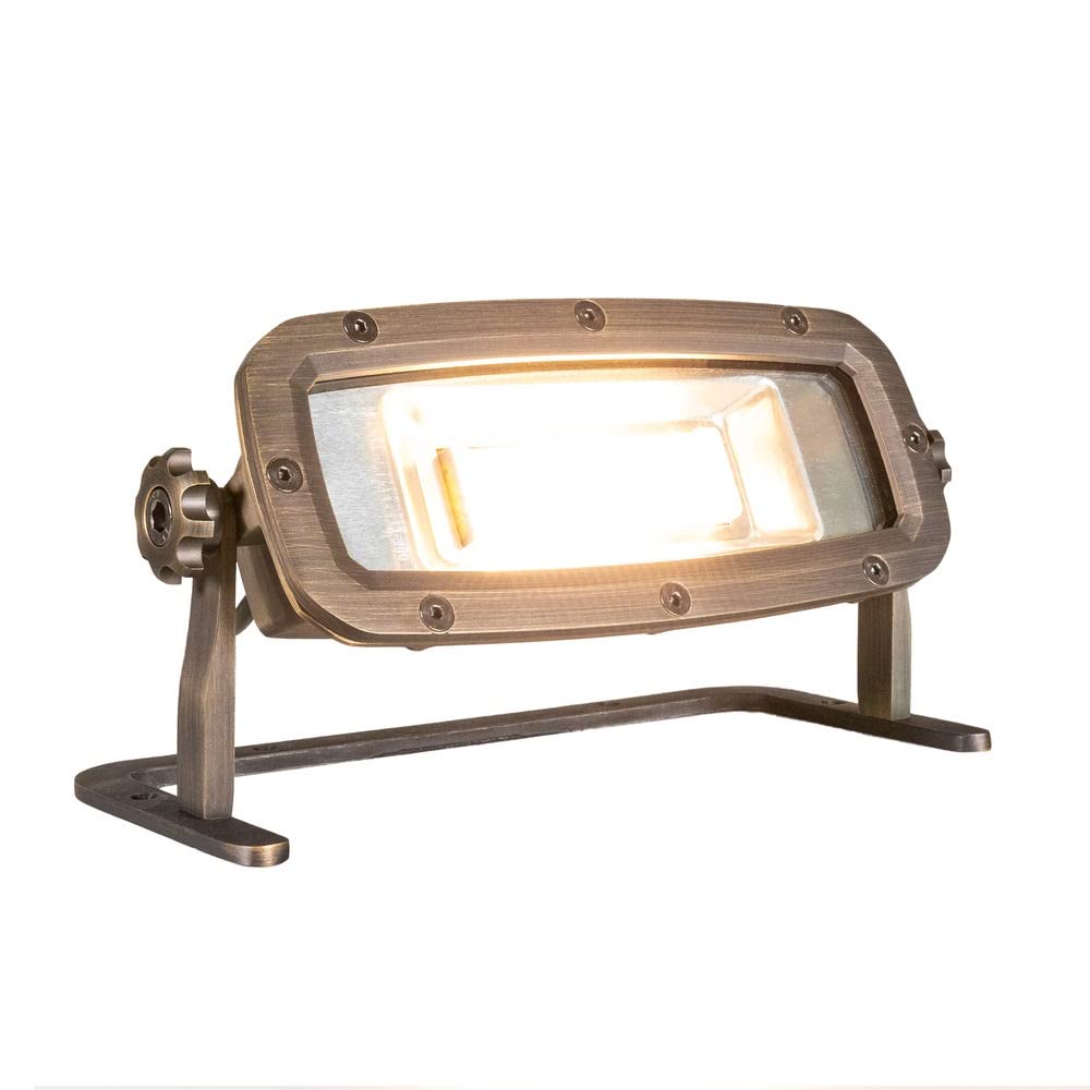 VOLT 12V Wide Splash Brass Underwater Light (Bronze) with 7W 2700K Warm White (730 Lumens) R7S LED Bulb for Pond or Fountain