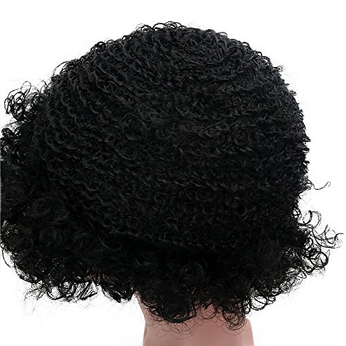 Image of FREE BEAUTY Fluffy Afro Synthetic Clown Wig for Men Women Cosplay Anime Christmas Party Halloween Fancy Funny Wigs (Black)