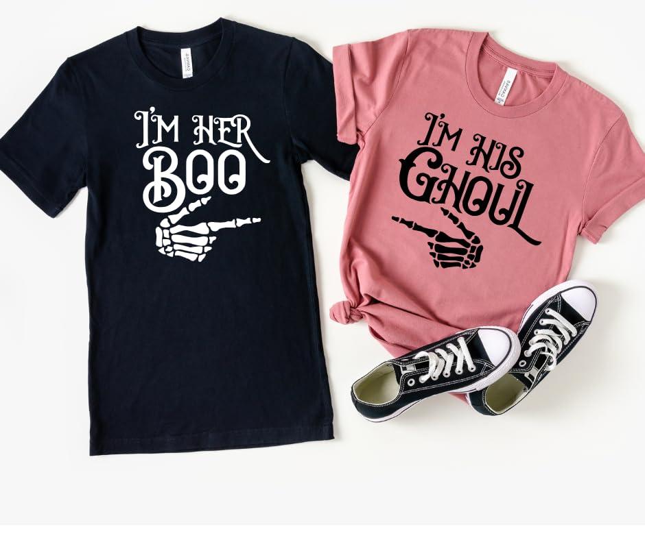 Her Boo His Ghoul His and Her Halloween Couple Outfits, His and Her Halloween Shirts, Matching Halloween Shirts For Couples, Halloween Tshirt Couple For Boyfriend, Girlfriend, Husband and Wife.4