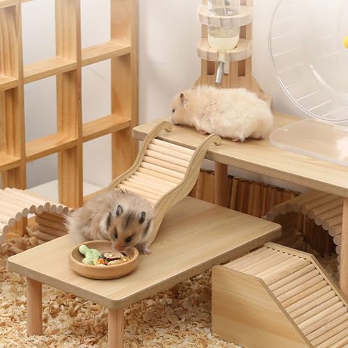 Hamster ZubehöR Hamster-Klettertreppe, 21 X 8,5 cm, Meerschweinchen Zubehoer WellenföRmig, Hamsterspielzeug Und RattenkäFig-ZubehöR FüR Kleintiere, Aus Ausgesuchtem Originalholz