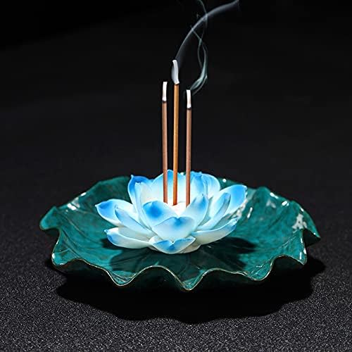 Lotus Incense Holder for Sticks, Ceramic Handmade Incense Burner for Meditation,Yoga,Home Decor