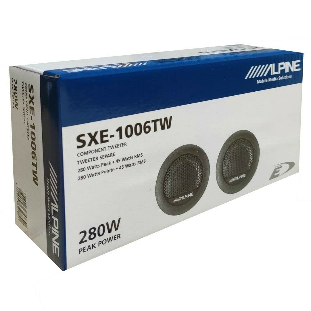 Kit Set para Alpine SXE-1006TW, 2 tweeters de 45 Watts rms y 280 Watts MAX, 3 cm de diámetro con Profundidad de 1,5 cm, sensibilidad 88 db spl, en Parejas + Accesorios y 5 Stickers Gratis