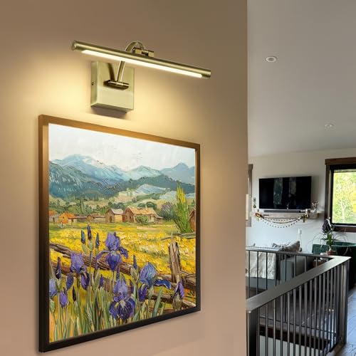 Image of DESOOP Picture Lights for Wall Hard-Wired Antique Bronze Picture Lighting Dimmable Art Light LED Gallery Lighting for Wall Portrait Artwork 15.75 inch 7W 2700K