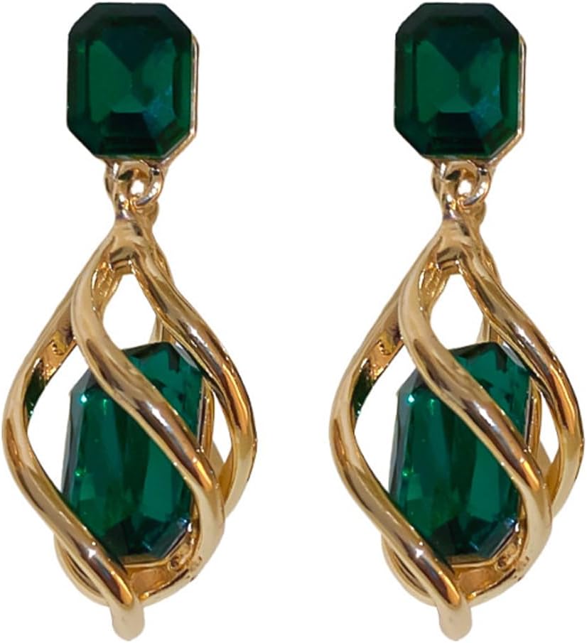 Sparkly Square Rhinestone Drop Dangle Earrings for Women, Charm Spiral Crystal Teardrop Statement Earrings Trendy Charm Ear Jewelry Accessories - Image 8