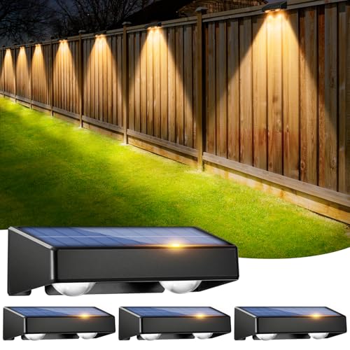 sununiny Solar Fence Lights Outdoor,4 Pack Wall Solar Lights IP65 Waterproof,9 Colors 11 Modes RGB Garden Fence Lights Solar Powered for Patio/Backyard/Porch/Pool Decorations