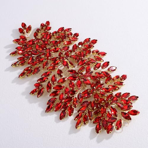 Peine para cabello de boda con cristales grandes rojo miniatura 6