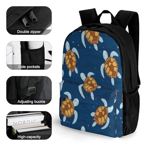 Mens Large Capacity Cute Sea Turtles Bags, Backpack Easy to Clean, Lightweight Bag for Daily Travel College Airplane Essentials3