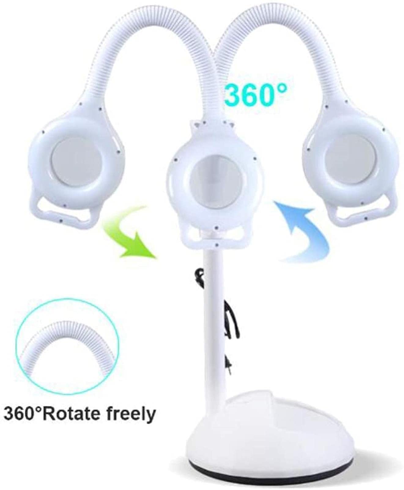 Tragbare Lupe, Vergrößerungs-Led-Lampe, 8-Fache Standlupe, Schattenlose Lupe, Beleuchtete Schönheitswerkzeuge Für Salon, Maniküre, Tattoo-Salon, Spa A/Mit Riemenscheibe (Weiß)