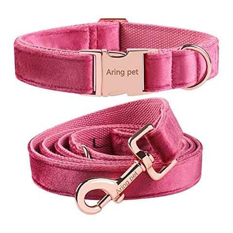 ARING PET Velvet Dog Collar and Leash Set, Soft Dog Collar and Leash, Adjustable Collars for Dogs Cover