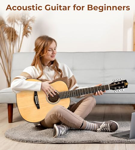 Image of Vangoa 3 /4 Steel-String Acoustic Guitar, 36 Inch Acustica Guitarra Starter Bundle with Gig Bag Tuner Capo for Beginner Adult Teen, Natural