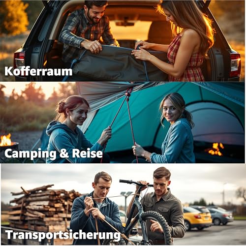 10er Expander mit Haken - Extra Starke Spanngummis - Gepäckspanner zur Befestigung - Spanngurte zur Ladungssicherung bei Transport - Autozubehör