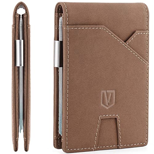 VOOTAI Slim Wallet for Men, Gifts for Men Dad Boyfriend, RFID Blocking Bifold Leather Wallet Minimalist with Money Clip, Credit Card Holder with Gift Box