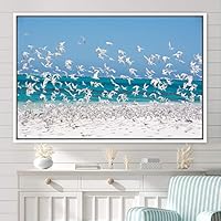 Framed Canvas Wall Art Flying Together Birds Farmhouse/Country Group Group Multicolor Photography Realism Relax/Calm Warm - 16x24 inches