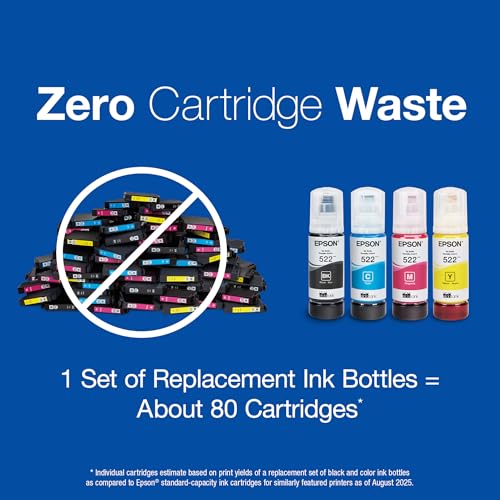 Epson 522 Genuine EcoTank Ink Refill Bottle 4 Color Combo Pack T522120-BCS | Black and Color Ultra-High Capacity Ink Bottles for ET-2720 ET-2800 ET-2803 ET-2840 ET-4700 ET-4800 ET-4810 Printers - image 8
