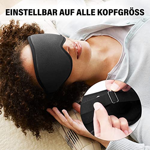 PEFOOK Slaapmasker, 3D verstelbaar elastiek, oogmasker, 100% huidvriendelijk, zijde, slaapmasker voor vrouwen en heren, blokkeert licht, slaapbril, cover voor reizen, yoga, nap, plus 2 oordopjes - Image 5