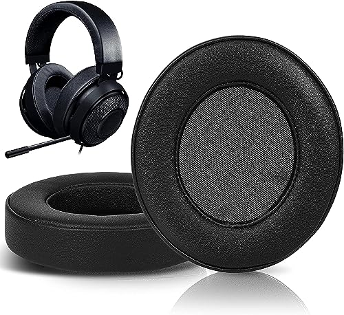 Image of SOULWIT Protein Leather Ear Pads Cushions Replacement, Earpads for Razer Kraken Pro V2, Kraken 7.1 V2, Kraken Stormtrooper Headset-Black